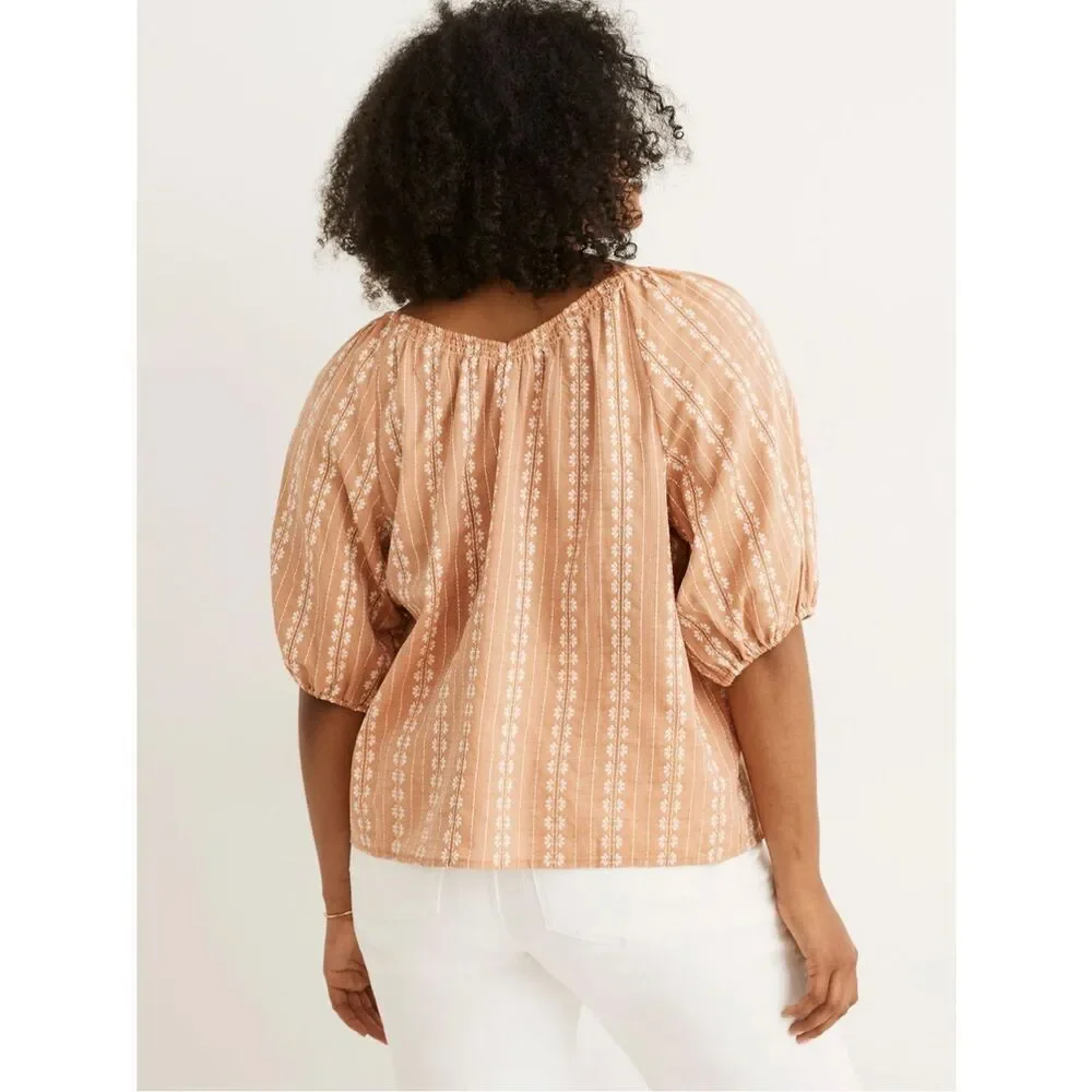 NWT Madewell Puff Sleeve Swing Top in Floral Striped Jacquard!
